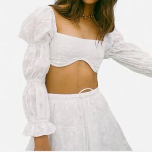 Sabo Skirt Sutton White Eyelet Crop Top Size XS NWT | Boho Festival Coquette